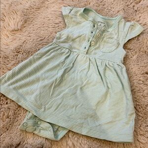 Carters Charming Mint Striped Kids Dress Onesie 6mo Baby Girls